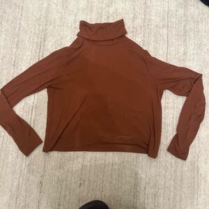 Burnt Brown Turtleneck Long Sleeve Top
